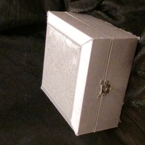 Silver Satin jewelry or gift box with mirror
